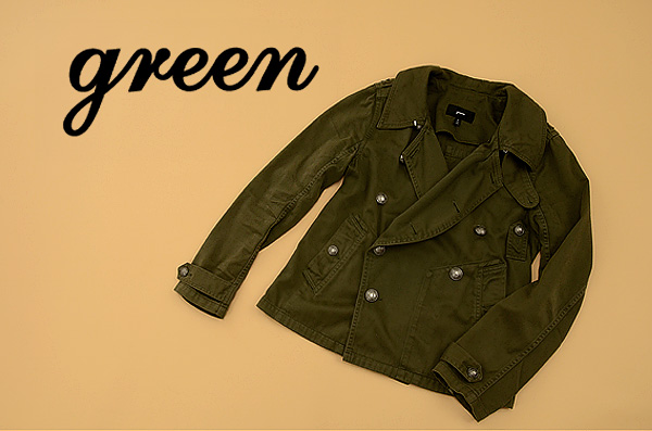 P0122■green/グリーン■春！ミリタリーハーフコート/2/美品