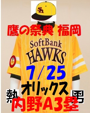 [即決有鷹の祭典]7/25ソフトバンク-オリックス3塁内野A指定2枚