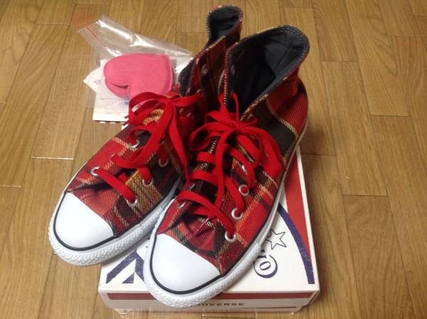 コンバースCONVERSE チェック柄オールスタースニーカー 赤 24cm