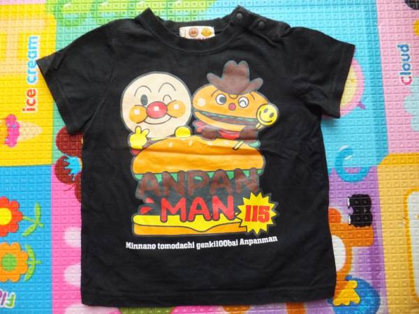 アンパンマン ハンバーガーキッド 半袖tシャツ 黒 95 送140円 100 95 104cm 売買されたオークション情報 Yahooの商品情報をアーカイブ公開 オークファン Aucfan Com