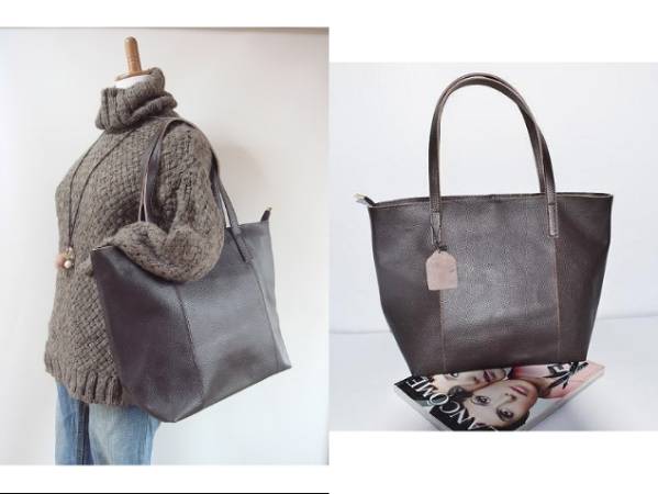 最後の1点！新品　男女兼用 本革レザーA4　トートバッグこげ茶色