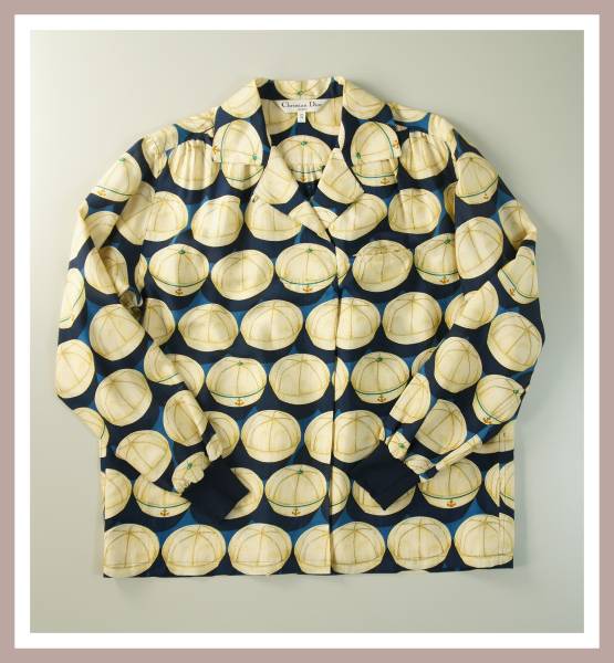 C6086*ディオール*いかりマリン柄*総シルクスモック*ブラウス