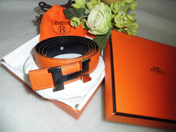 コンスタンス HERMES Hベルト シルバー金具 0 オレンジ 着画エルメス