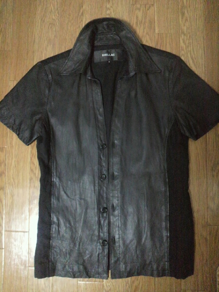 シェラック SHELLAC の半袖レザー切替しシャツ 5351 schorl