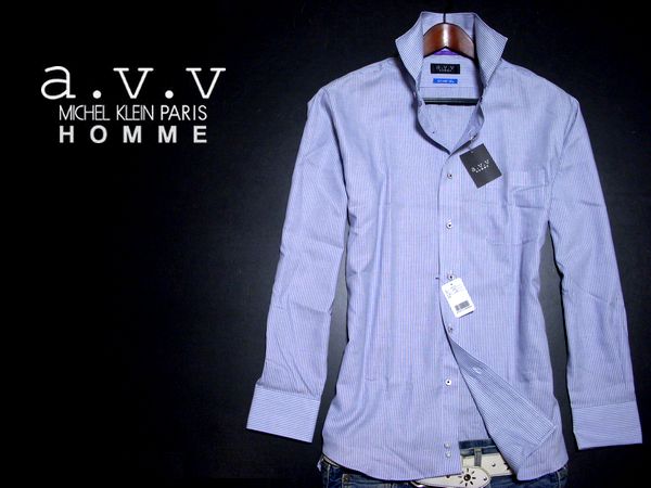 新品■ミッシェルクラン■a.v.v オム 長袖シャツ ストライプ LL