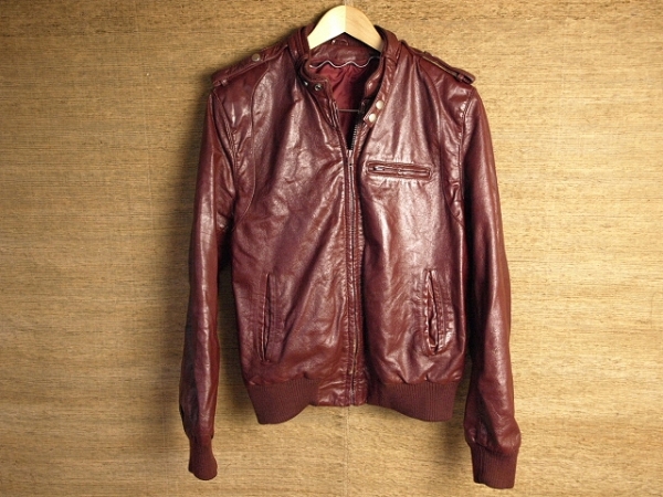 ワイン色シングルカラー本革レザージャケット
