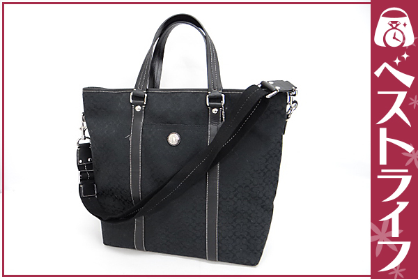 1円 コーチ F77116 ミニシグネチャー キャンバス 2WAY バッグ