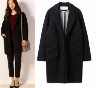 ルシェルブルー コクーンチェスターコート ブラック