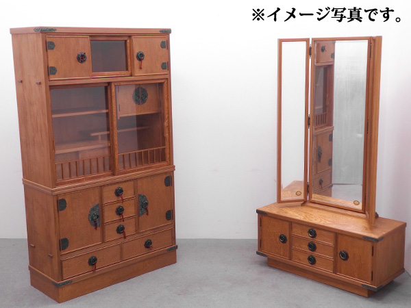 C8797【極上名品】屋久杉/うるし塗 ドレッサー/三面鏡/伝統工芸(鏡台 