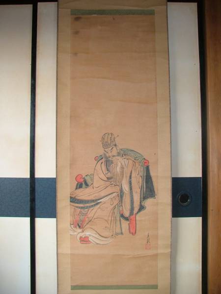 【真袖】浮世絵師/尾形月耕/諸葛孔明図幅/月耕漫画/江戸京橋生