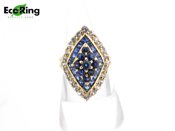 1円 美品 K18×サファイア ダイヤモンド デザイン リング HG375