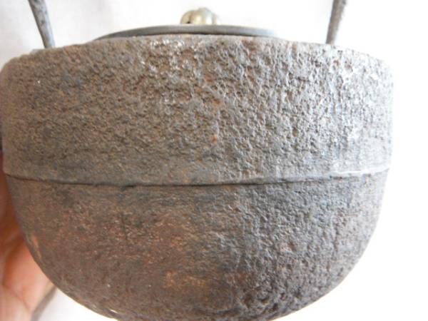 古い煎茶道具☆古作鉄瓶 龍文堂 銅蓋☆