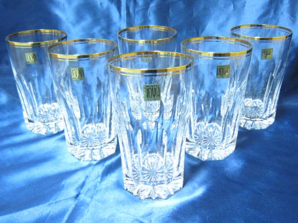 HOYA/クリスタル/タンブラー/純金縁/6個セット/グラス