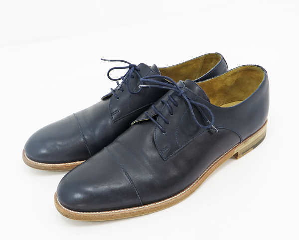 ◆【エルメス】ストレートチップ レザーシューズ ネイビー 41