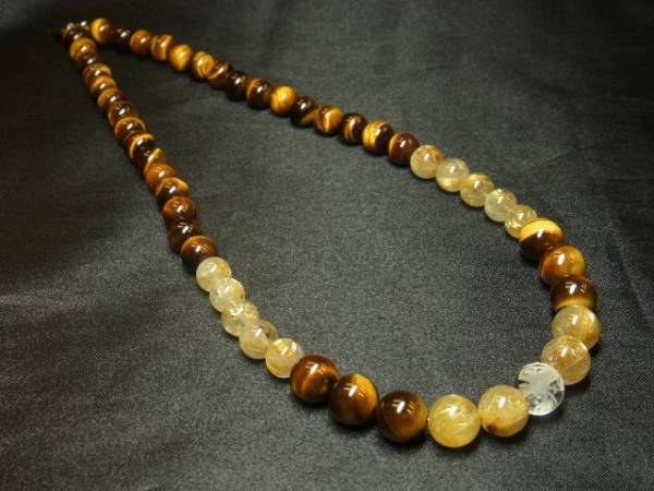 ブレスレット 金龍水晶・ルチルクォーツ ・タイガーアイ 天然石 