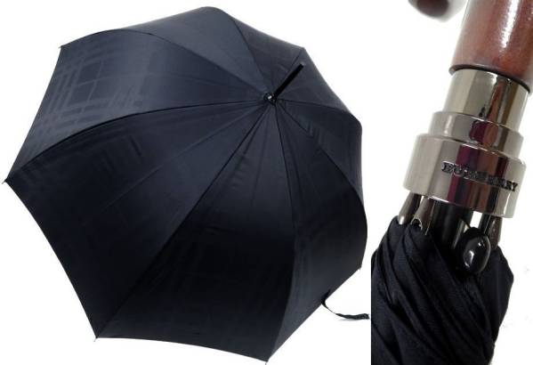 新品 バーバリー チェック柄 大判 雨傘 紳士 ジャンプ式 c6592紺