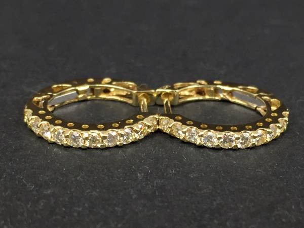 送料無料 新品仕上げ済みK18 ピアス ダイヤ付き トータル0.514ct