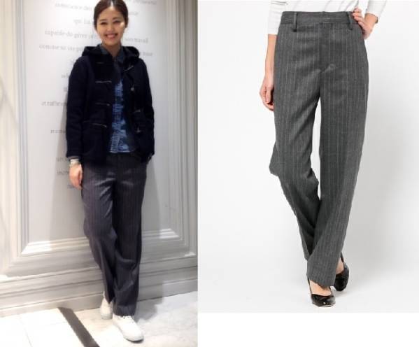 14AW新イエナIENA ピンストライプ ワイドパンツ グレー 40 1.8万