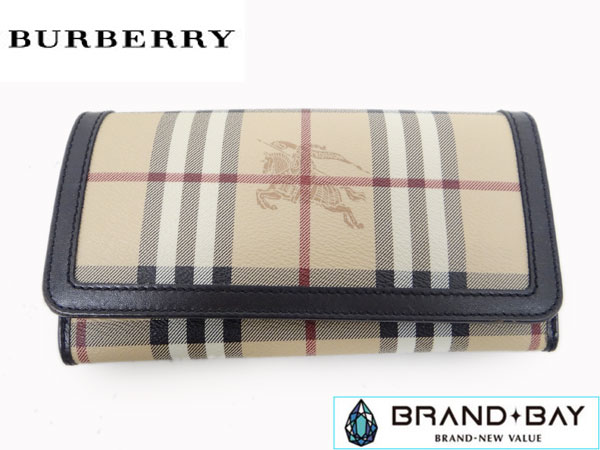 バーバリー 財布 チェック PVC 二つ折り ベージュ ブラウン