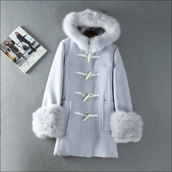 snidel (スナイデル)ファー付きダッフルコート/サックスブルー/M 
