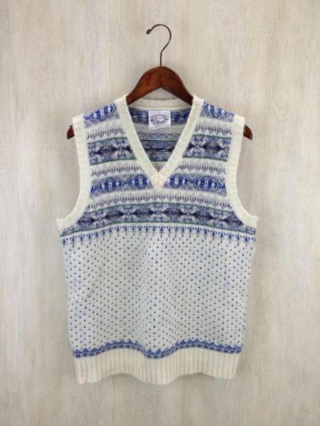 JAMIESON’S◆ベスト/-/ウール/WHT/総柄