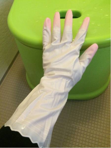 《送料込み》お風呂掃除 専用 ビニール手袋 裏毛なし 中古