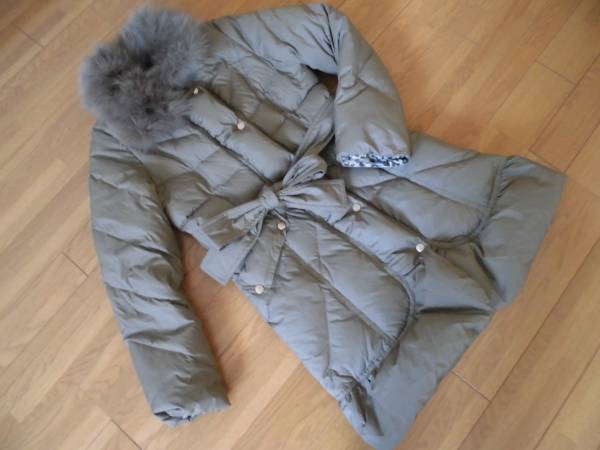 Viaggio Blu　フォックスファー付きダウンコート　モカ茶　１