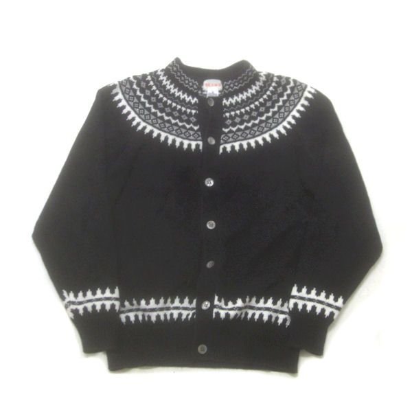 ビームス/BEAMSノルディック柄 フルボタンカーディガン【M】★黒