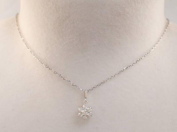 ミキモト ダイヤ0.31ct フラワー K18WG ネックレス 玉や73865 ミキモト ダイヤ0.31ct フラワー K18WG ネックレス 玉や73865