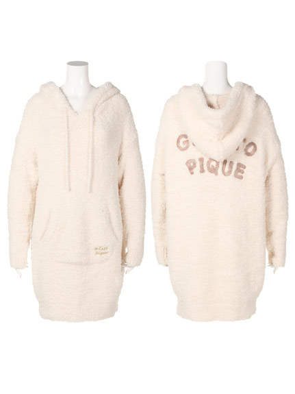 ジェラートピケ★ロゴ刺しゅうロングパーカー新品ＰＮＫ