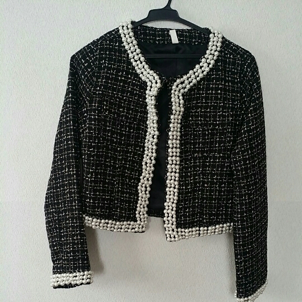 ☆★新品♪ROYAL PARTY 素敵 パール付き ツイードジャケットM 
