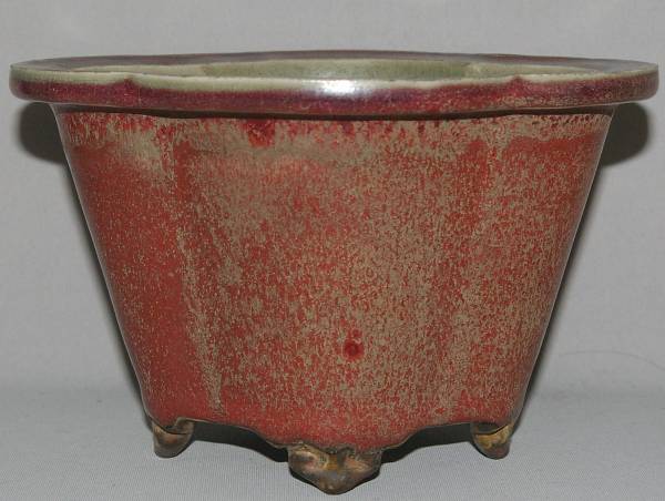 辰砂釉　木瓜古鉢