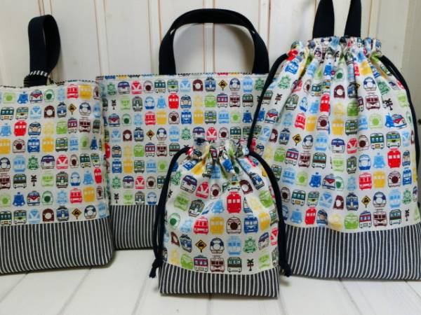 ▼SALE▼ハンドメイド　レッスンバッグセット　４点 　電車