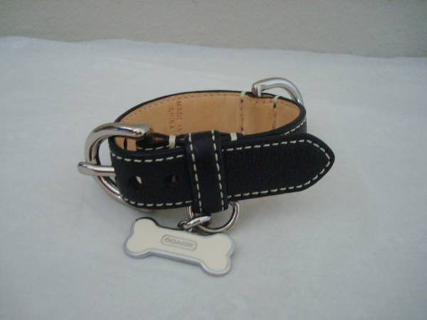 コーチ COACH レザー 革 首輪 小型犬用 ブラック 黒 XXＳ