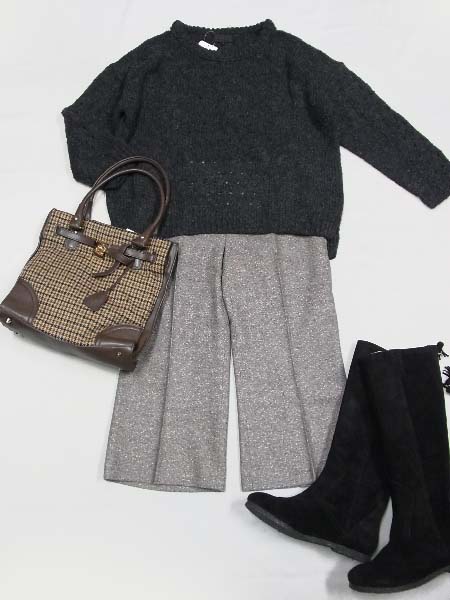 新品アンタイトル大きいサイズ44メランジケーブルニット