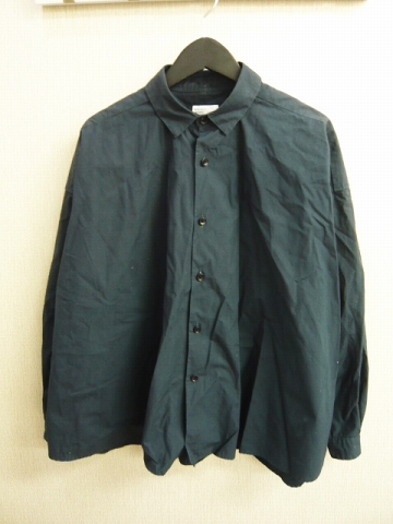 ヤエカ YAECA 長袖 オーバー シャツ カットソー S 紺 /F36
