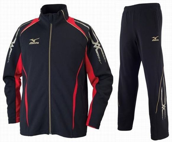 新品♪ MIZUNO★ ミズノウォームアップジャージ上下 * 黒赤 L