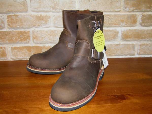 G&Bオール本革STEELTOEエンジニアブーツ SHORT ブラウン 25.5cm