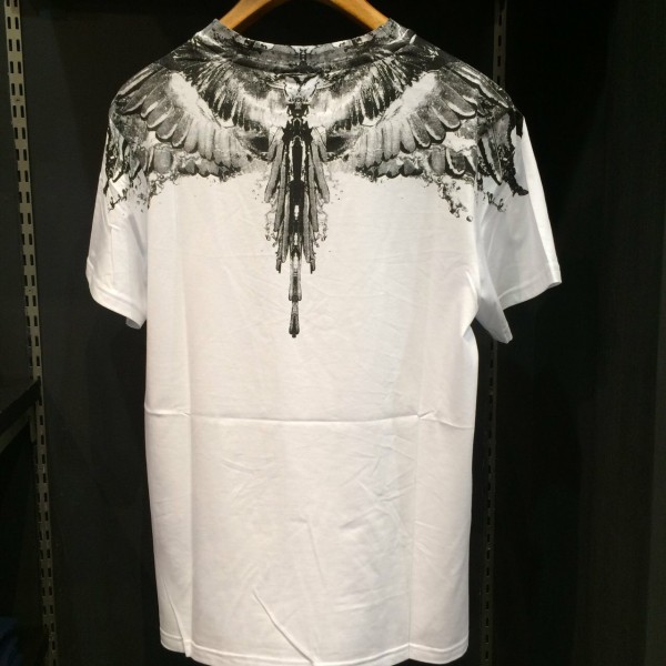 MARCELO BURLON Tシャツ　フェザー　ペイント　ブラック　L 美品 未使用 MARCELO BURLON FEATHER Tシャツ 【Lサイズ】WH×BK し