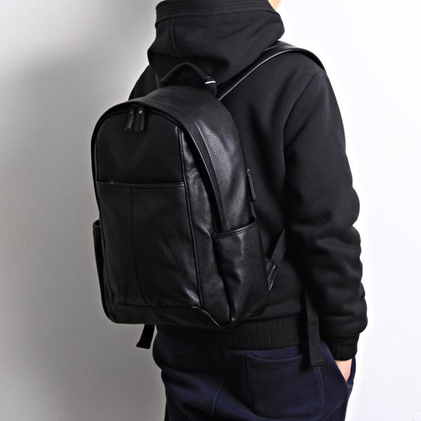 ★本革リュックデイバッグパックメンズレディースレザーブラック