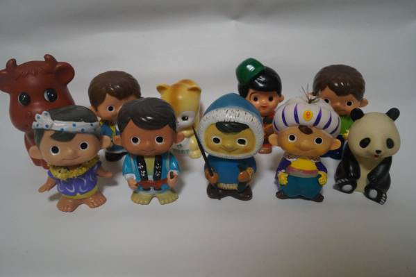 富士銀行他ソフビ貯金箱人形まとめて10点ボクちゃんレトロ企業物