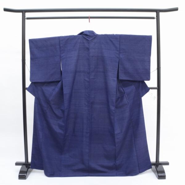 ◆着物セレク◆ 1円 結城紬 正絹 着物 紺 無地 美品