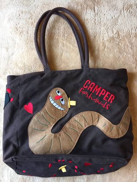 【USED格安】カンペール バックねこへび茶 camper for hands