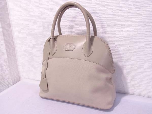 〓 ヴァレンティノ ハンドバッグ キャンバスレザー オフホワイト