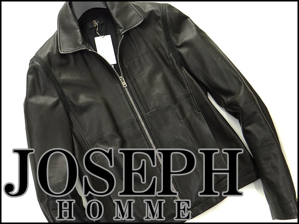 新品16.8万!ジョセフオム 極上ラムレザージャケット48黒★J25746