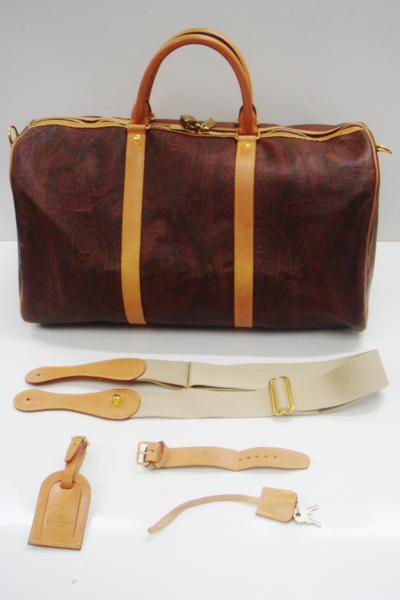 ◆美品！エトロ ETRO 2WAYボストンバック ペーズリー 赤茶系