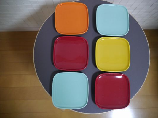 送料込marimekko oivaのプレート6枚セット☆ターコイズ オイヴァ