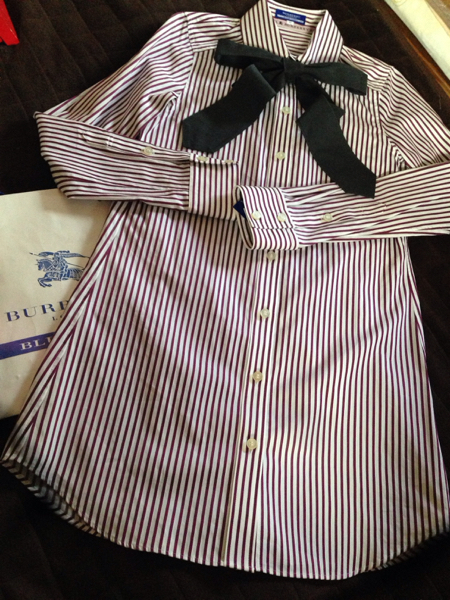 burberryリボンタイ付シャツワンピース