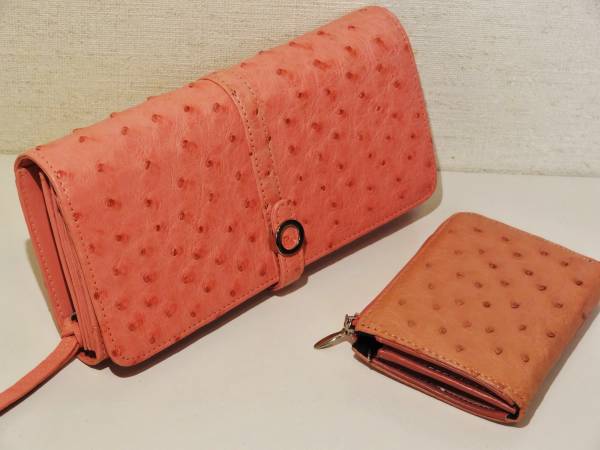 新品 オーストリッチ長財布　小銭入れ　2点セット　共に上質品