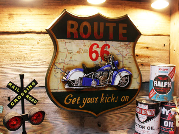 1円 ルート66ロードサインのキーボックス 青